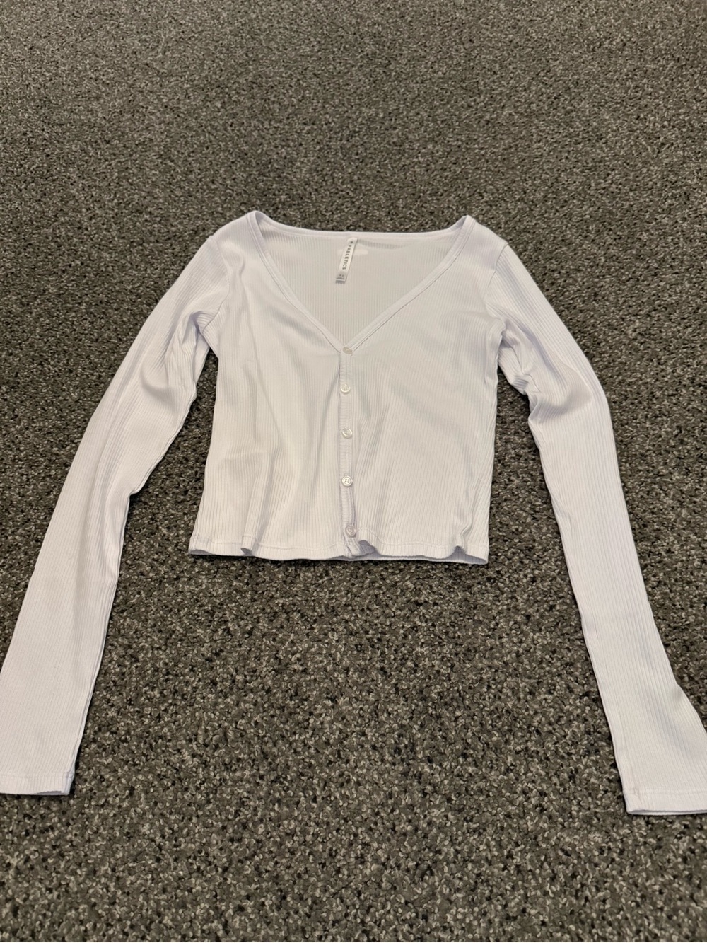 Fabletics white Ribbed V-Neck Button-Front Crop Top